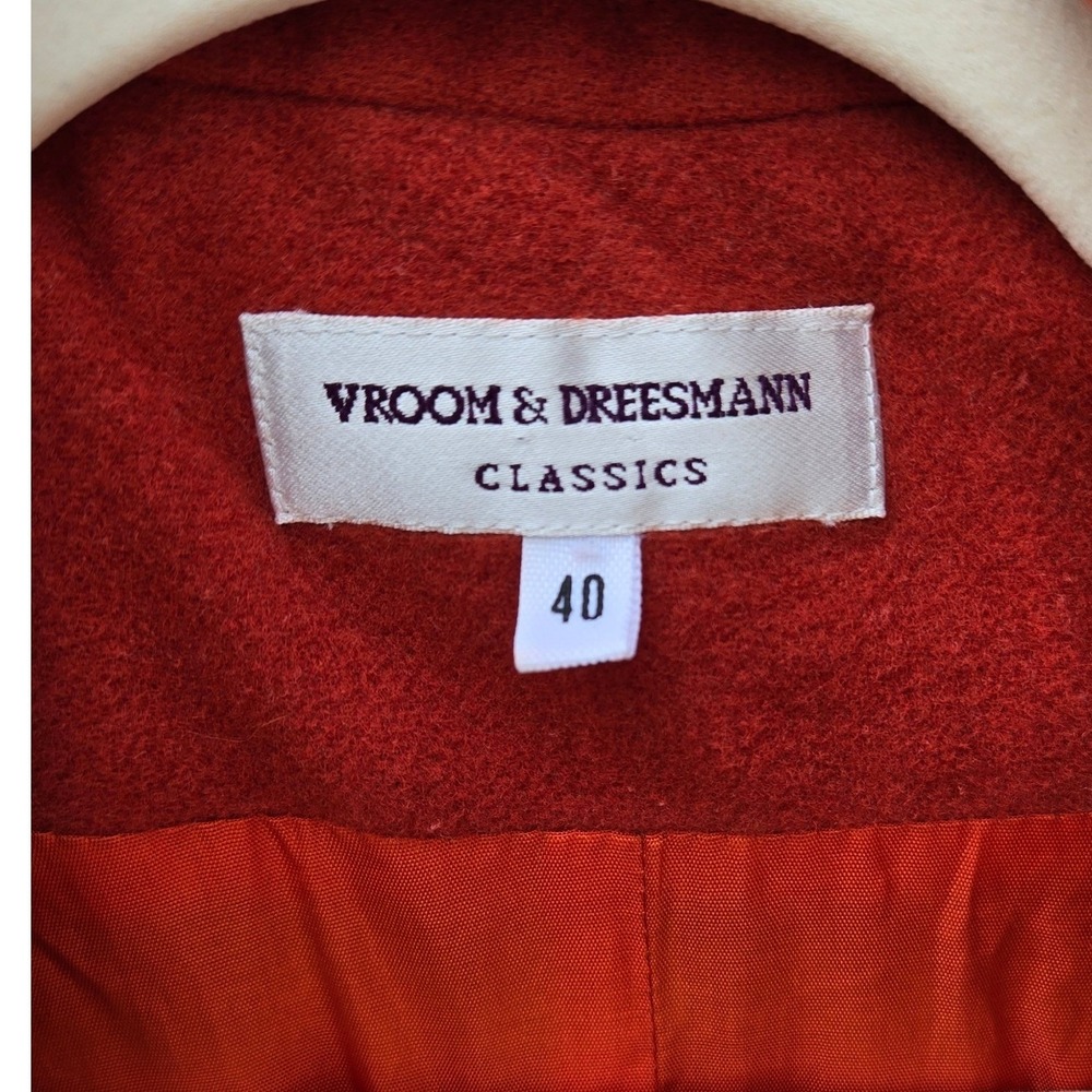 Vroom & Dreesmann Classics Burnt Orange Wool Zip Up Jacket Pointed Collar Sz 40 - Picture 3 of 8